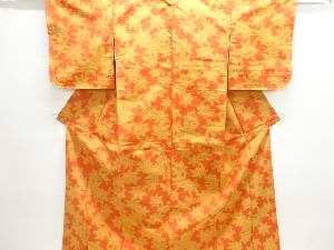 未使用品　楓模様織り出し手織り紬着物